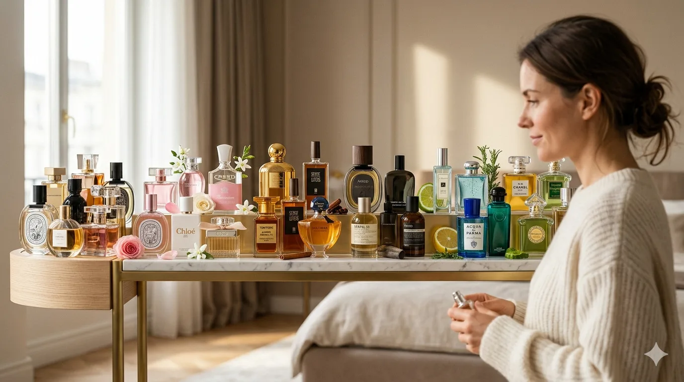 Slide Como organizar sua coleção de perfumes por família olfativa (e por que isso muda completamente a forma como você se veste pela manhã)