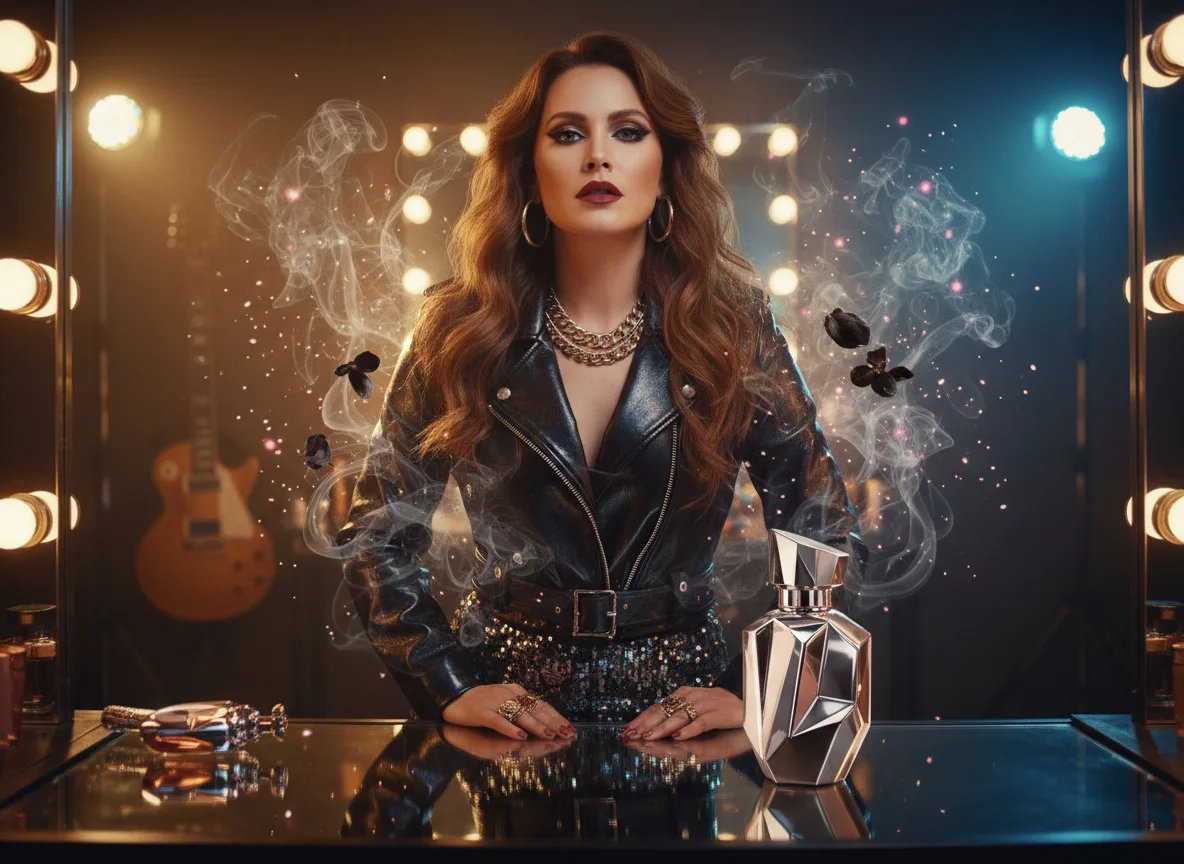 Slide A Estética Glam Rock na Perfumaria Feminina: Quando o Aroma Vira Performance